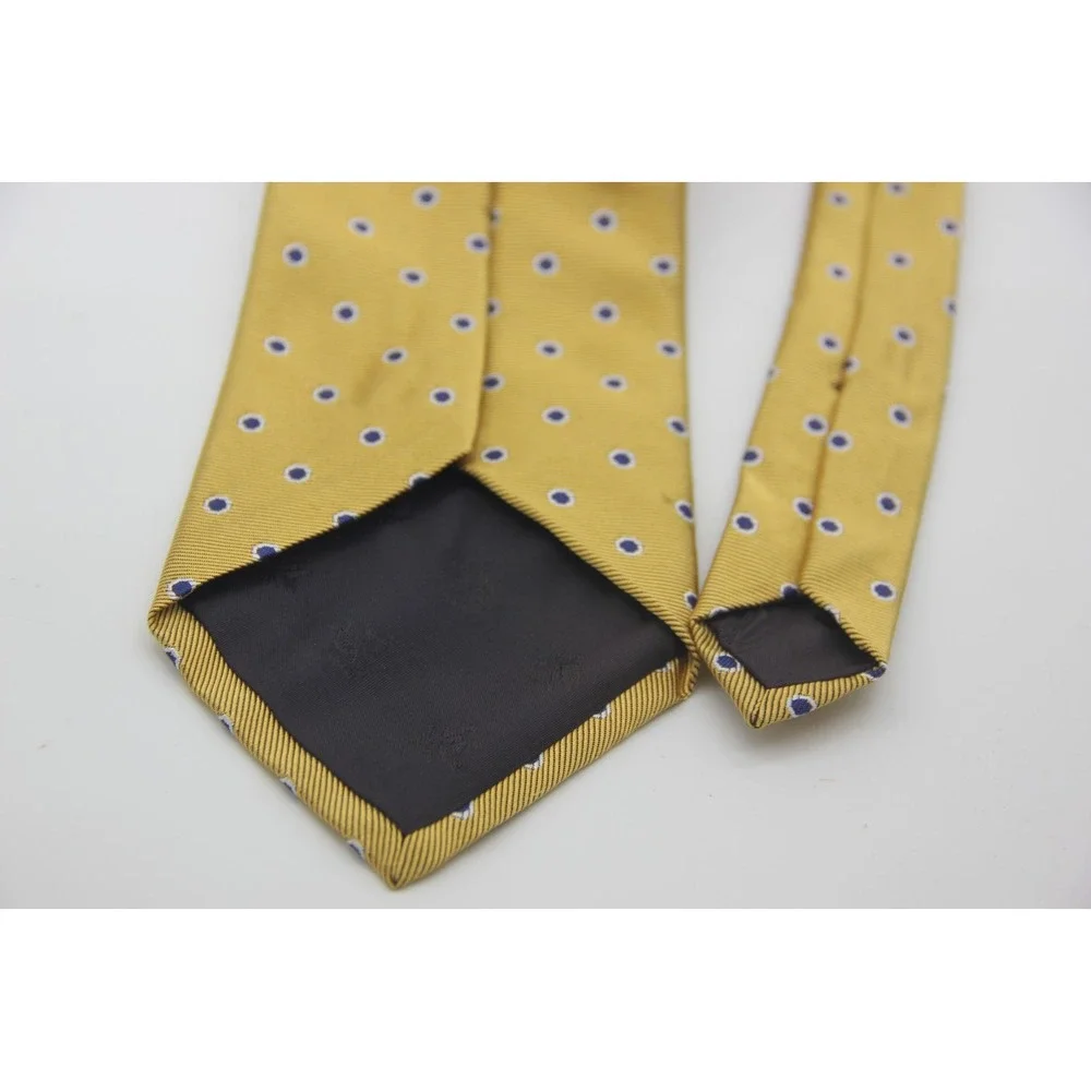 Brooks Brothers Basic Silk Tie Men's Yellow Dot USA Old Money Classic Preppy